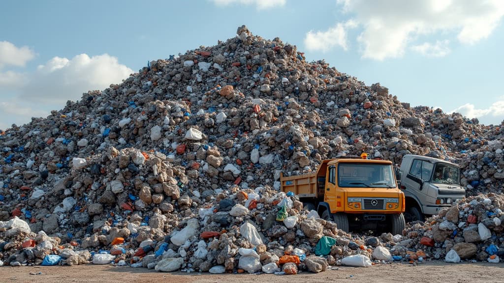 ALT : Camion de débarras recyclant des déchets de construction et déchets verts.
