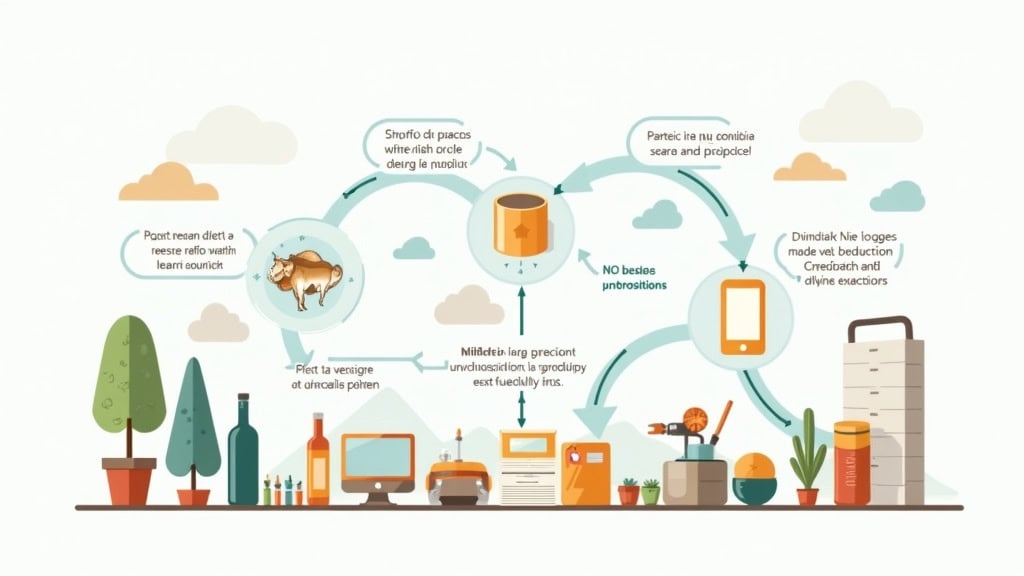 Une infographie stylisée montrant le cycle de vie d