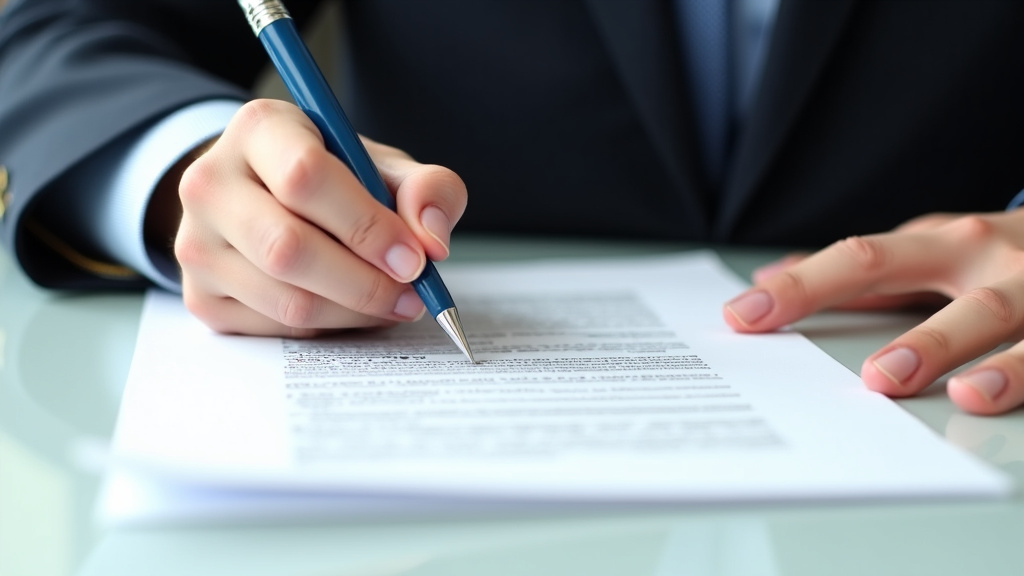 Une main signe un document sur un presse-papiers, avec une épave de voiture floue en arrière-plan, symbolisant les démarches administratives légales pour l