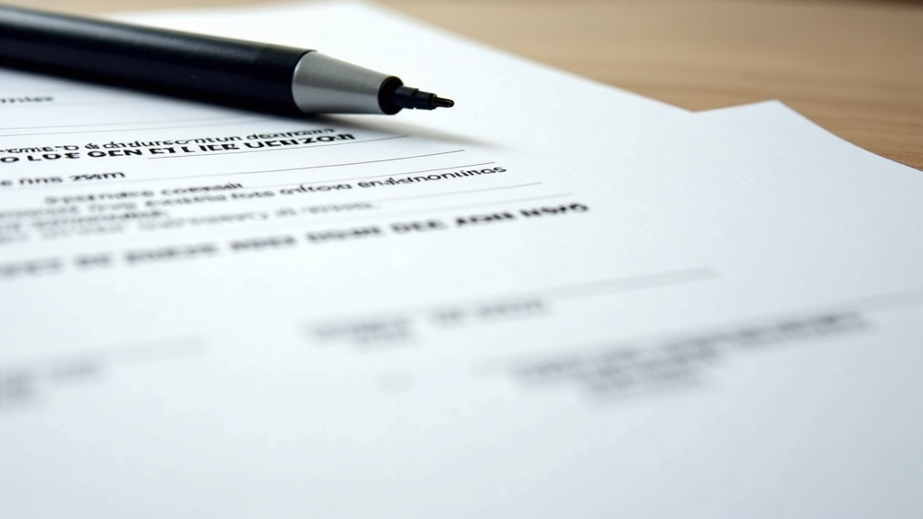 Une main tenant un certificat de destruction de véhicule officiel, avec un stylo posé sur la table, symbolisant la fin des démarches administratives après l