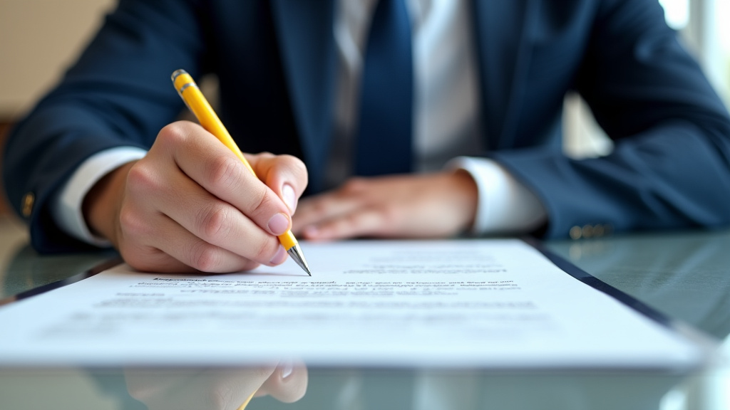 Une main tenant un stylo, prête à signer des documents administratifs pour la destruction d