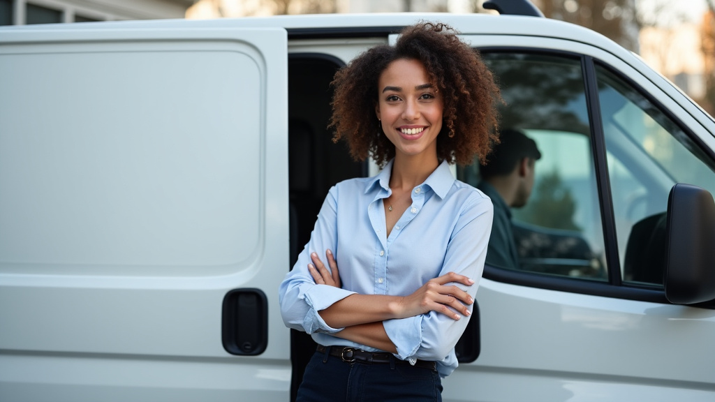 Une personne souriante et satisfaite se tient à côté de l
