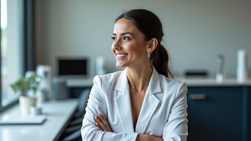 Une personne souriante regardant l