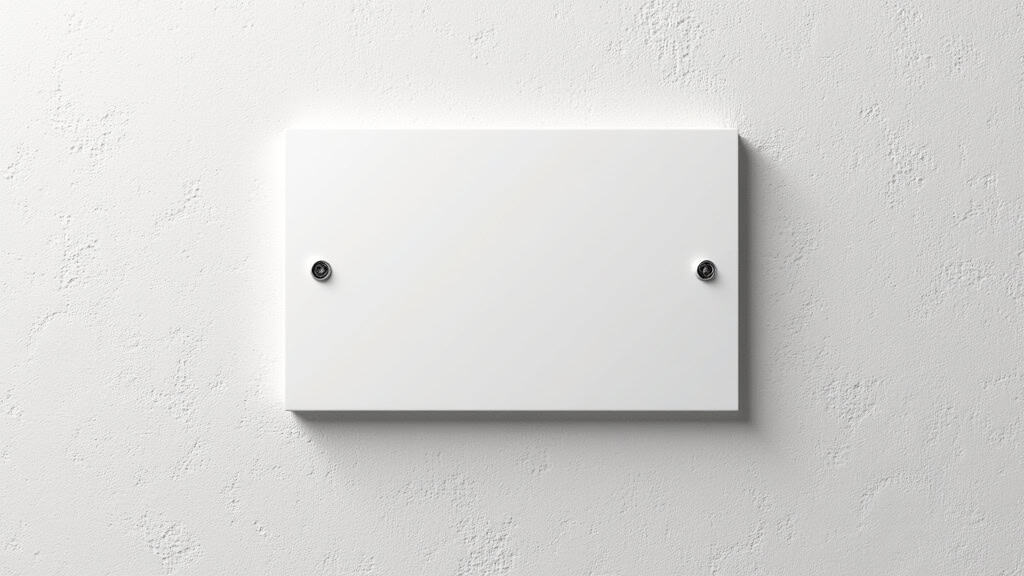 Panneau blanc sur mur épuré.