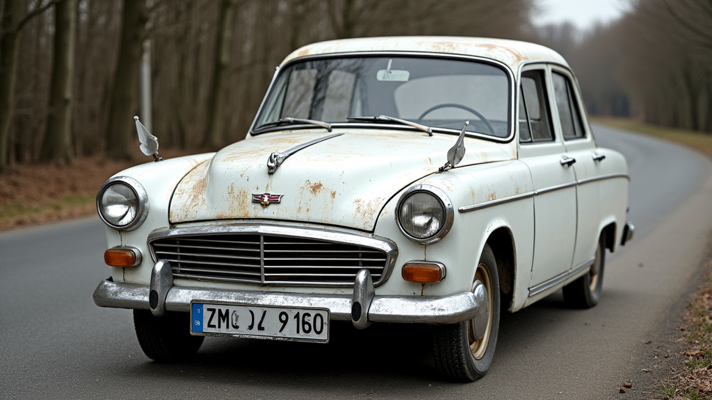 Une vieille voiture rouillée abandonnée au bord d