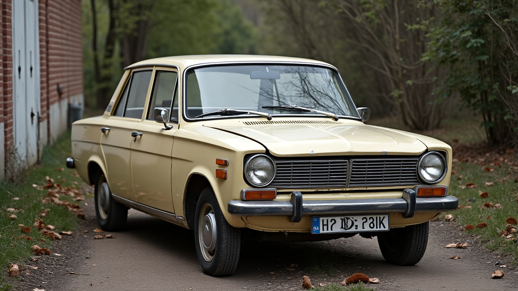 Une vieille voiture rouillée et abandonnée au milieu d