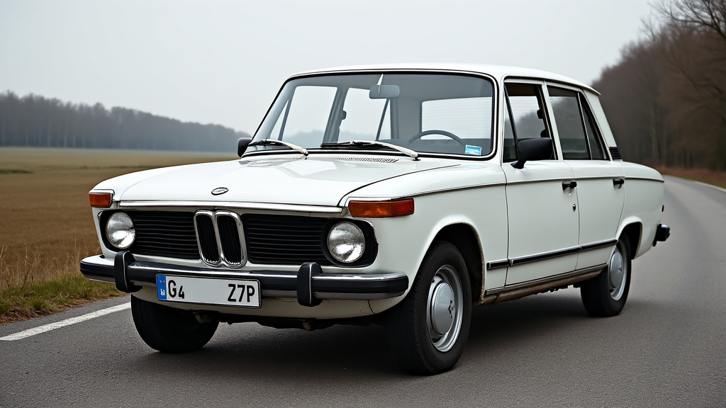 Une voiture abandonnée et rouillée au bord d