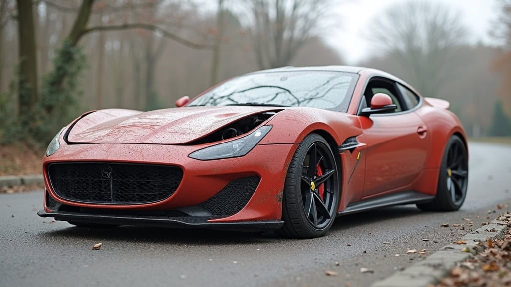 Une voiture épave rouillée et abîmée, laissée à l