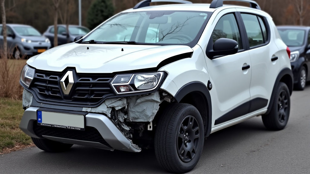 Une voiture gravement endommagée après un accident, attendant d