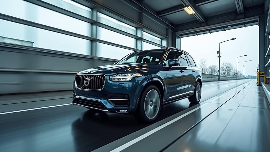 Véhicule Volvo noir dans un centre de dépannage auto à Nord, service d'épaviste professionnel et écologique.