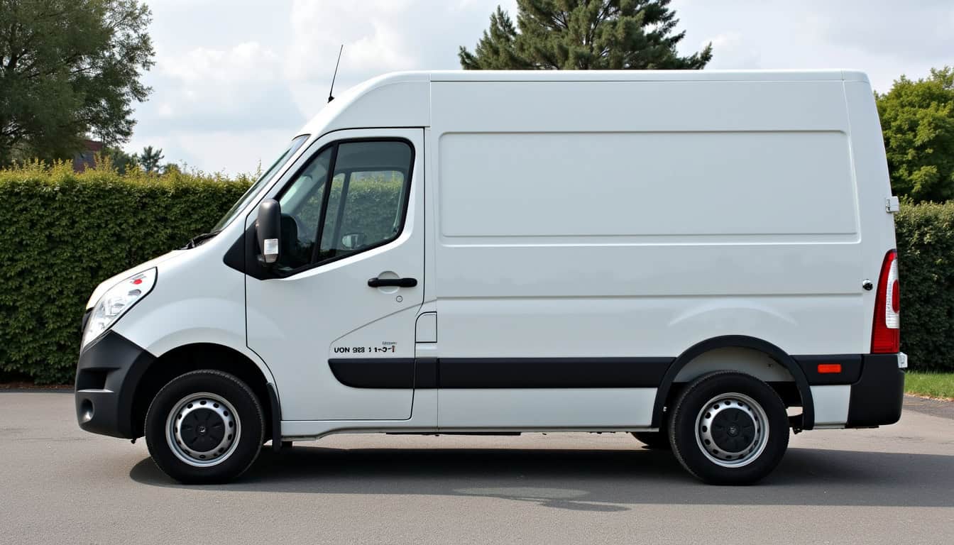 Véhicule utilitaire blanc pour épaviste et enlèvement voitures.