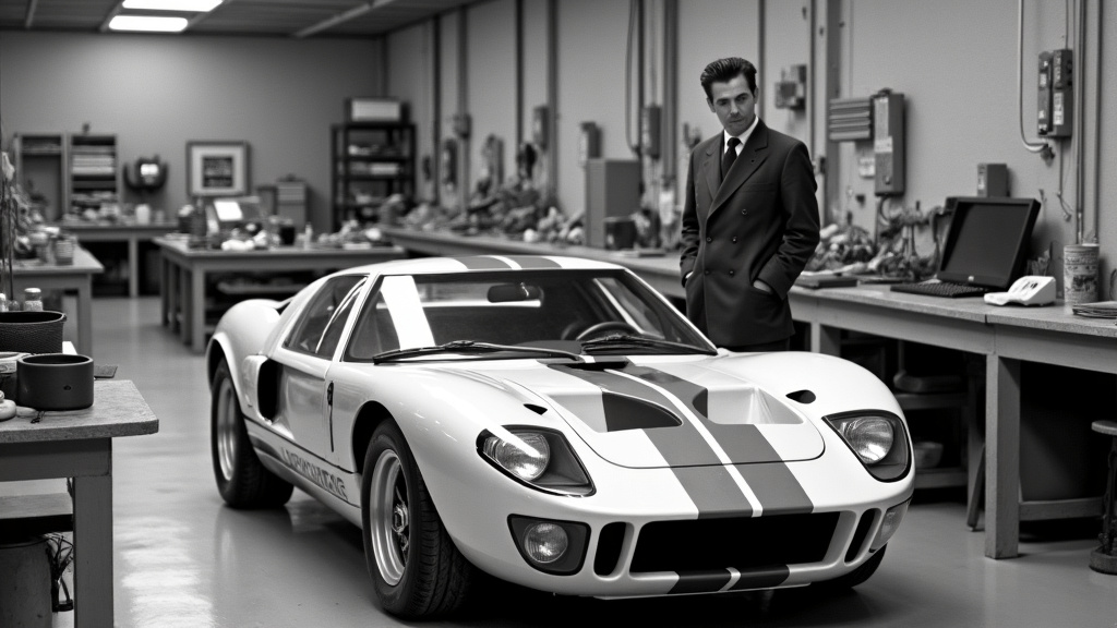 Carroll Shelby dans son atelier en * 1967, supervisant la préparation d