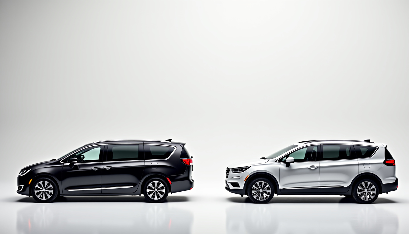 Comparaison visuelle entre le Chrysler Grand Voyager, le Renault Espace et un SUV familial moderne