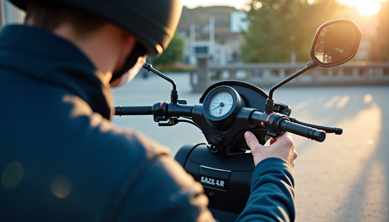 Pilote inspectant une moto 125 d
