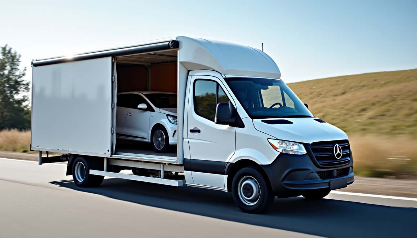 Véhicule utilitaire pour déménagements et remorquage efficaces.