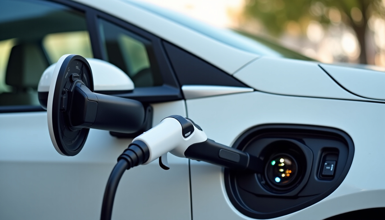 Voiture électrique en cours de recharge sur une borne publique en 2026