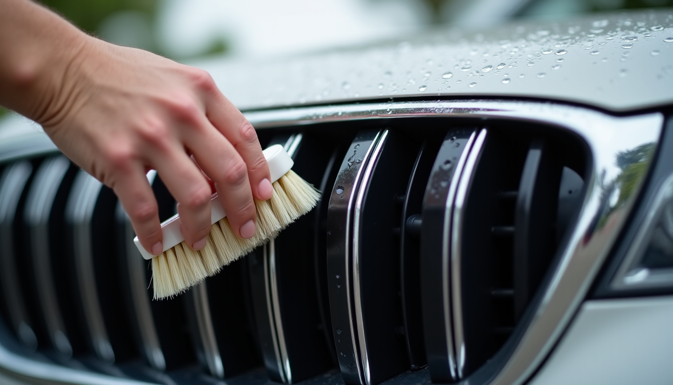 Main nettoyant les interstices d