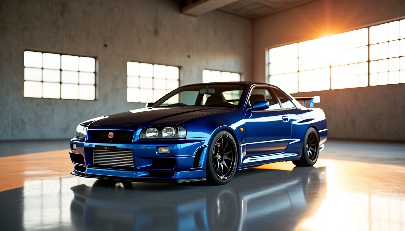 Nissan Skyline R34 GT-R Nür numérotée 001, version limitée avec aileron arrière et jantes spécifiques