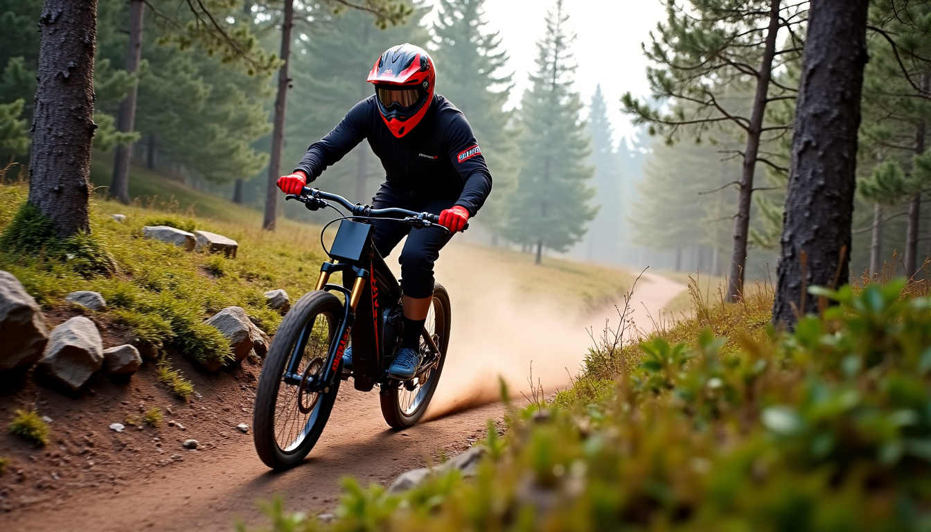 VTT électrique KTM Macina Prowler Elite en action sur un sentier de montagne