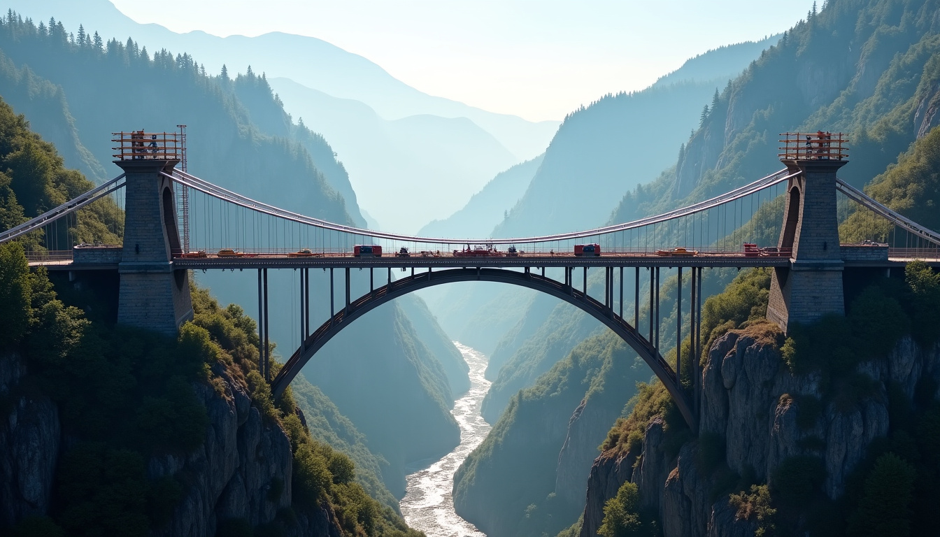Vue aérienne des travaux de réhabilitation en cours sur le Pont de l