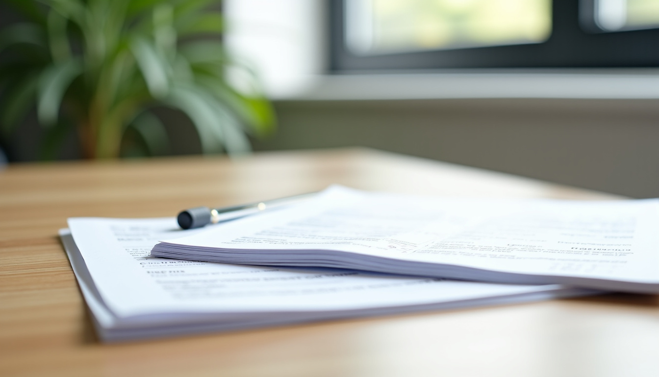 Une pile de documents officiels, dont une carte grise et un certificat de non-gage, posés sur une table, illustrant les formalités pour l'enlèvement d'une épave à Berlise.