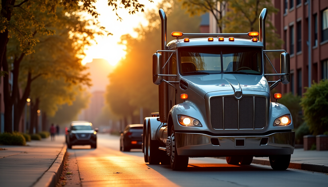 Une dépanneuse moderne d'épaviste dans le Nord de la France, avec un paysage rural en arrière-plan et un véhicule prêt à être remorqué, illustrant la portée géographique du service dans le département de l'Aisne.