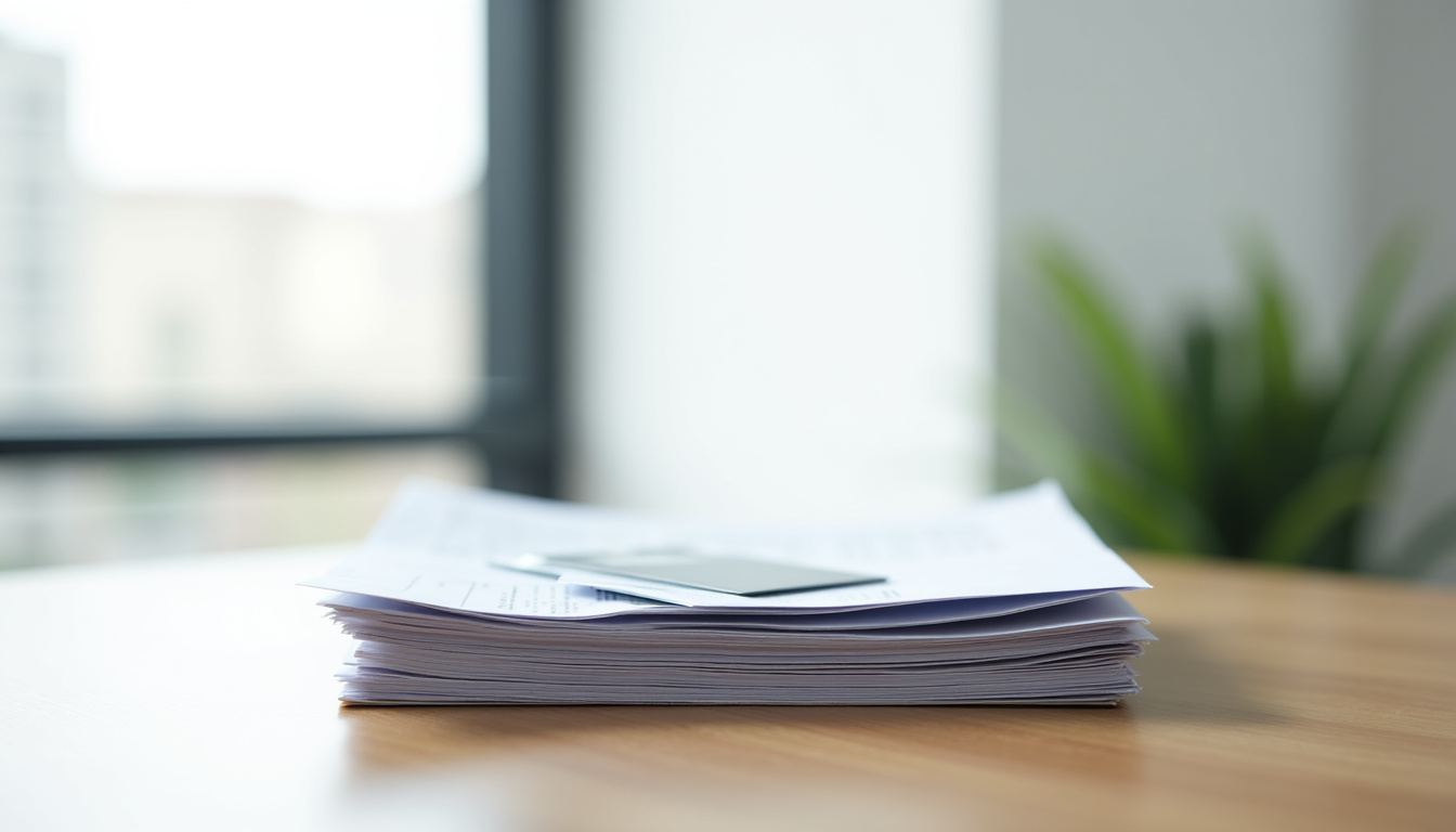 Un ensemble de documents administratifs empilés sur un bureau, incluant une carte grise, une pièce d'identité et un certificat de non-gage, symbolisant la préparation nécessaire à l'enlèvement d'une épave.