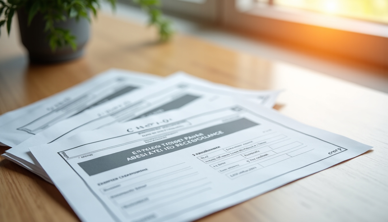 Un ensemble de documents administratifs comme une carte grise, un certificat de non-gage et un formulaire Cerfa, posés sur un bureau en bois clair, symbolisant la paperasse nécessaire pour l'enlèvement d'une épave en toute conformité.