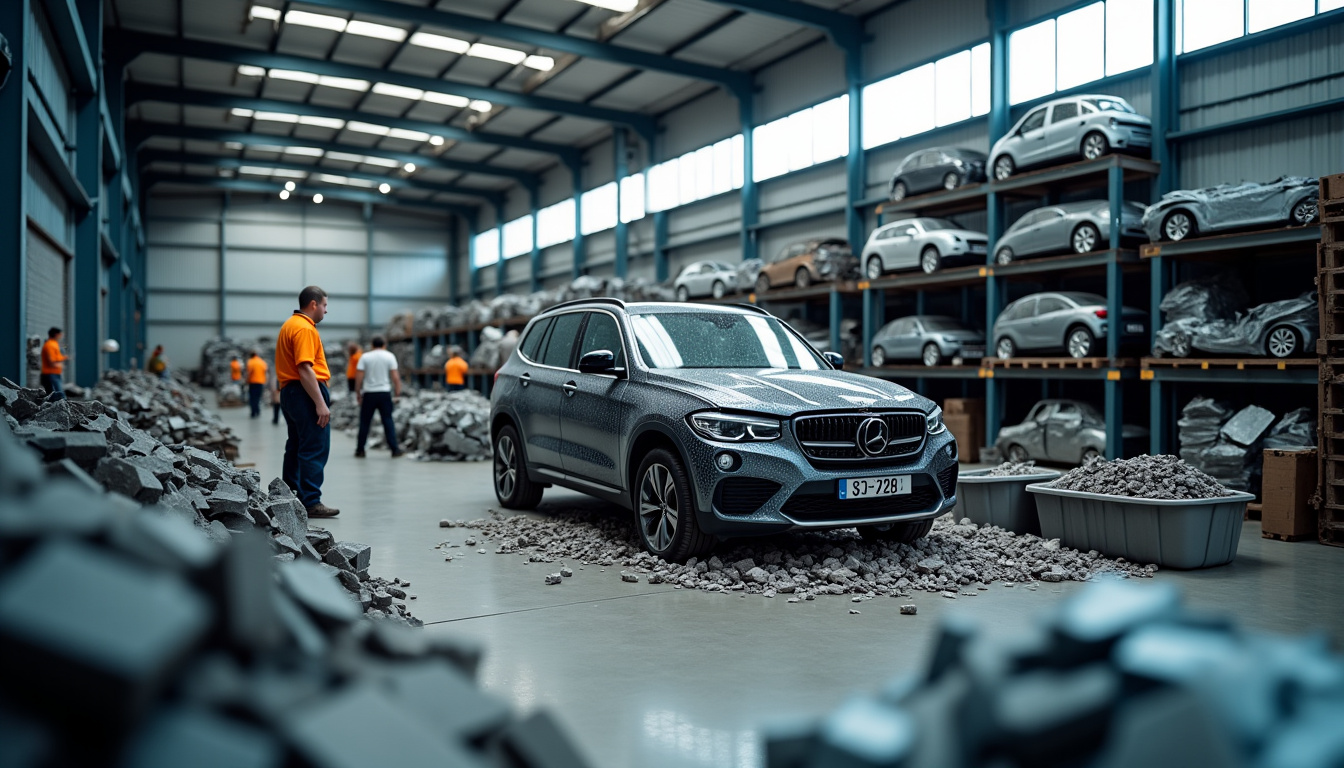 Centre VHU agréé en train de recycler une épave automobile