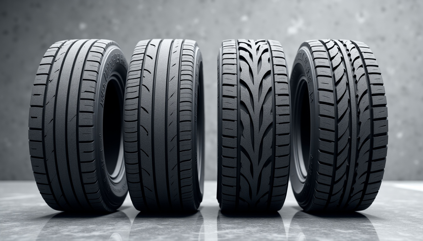 Comparaison visuelle des différents types de pneus pour remorques: diagonaux, radiaux, avec et sans chambre à air