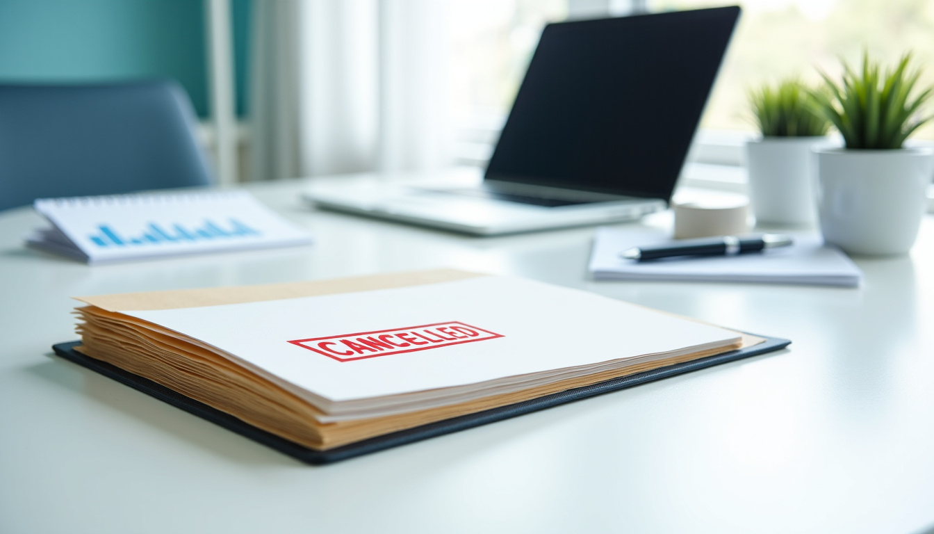 Dossier administratif ouvert avec des documents de résiliation d