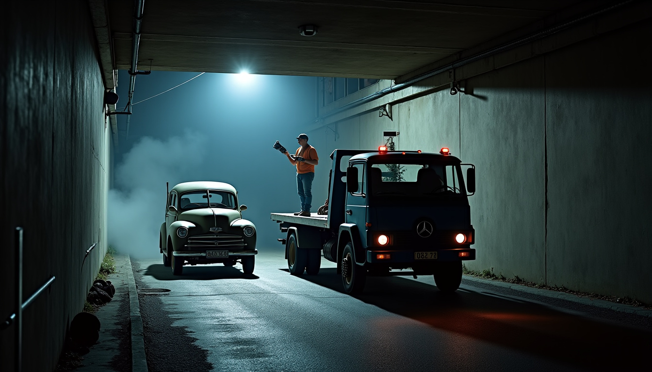 Enlèvement d’un véhicule hors d’usage depuis un sous-sol à Boussières-en-Cambrésis avec utilisation d’un treuil