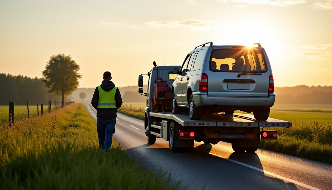 Épaviste en intervention à Anneux pour l’enlèvement d’un véhicule hors d’usage