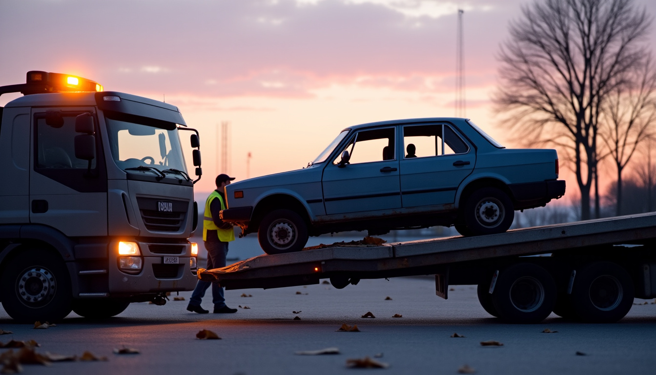 Épaviste en intervention à Aulnoye-Aymeries pour enlèvement d