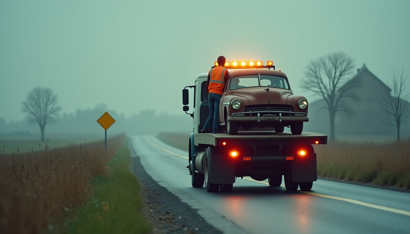 Épaviste en intervention à Sommelans avec un camion de dépannage