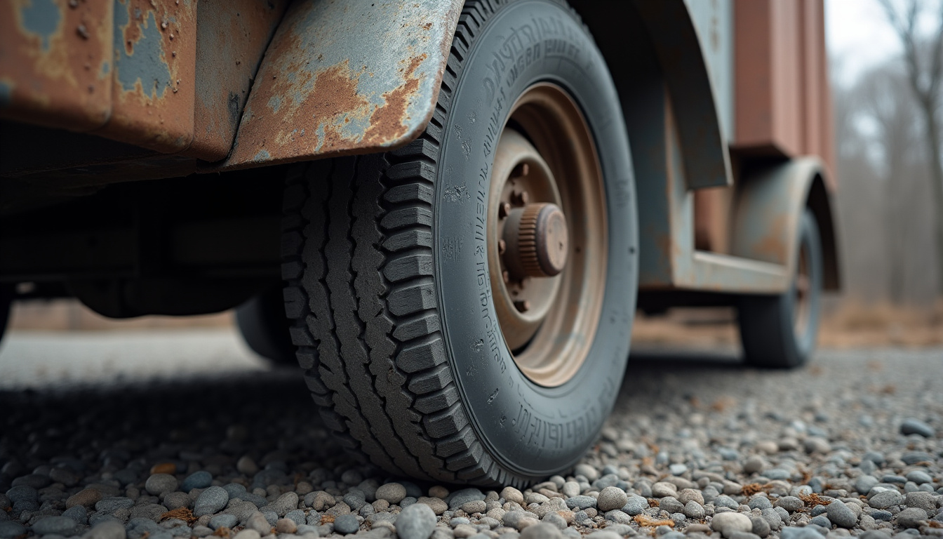 Exemple de pneu mal adapté ou usé sur une remorque