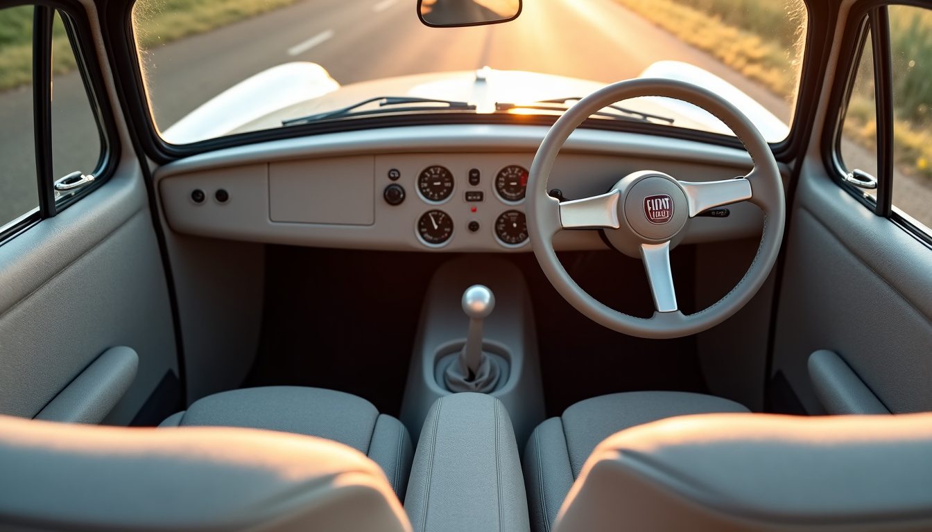 Intérieur de la Fiat Topolino montrant l