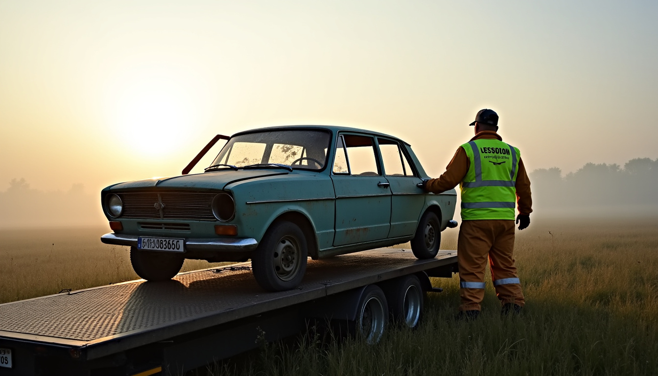 Intervention d’un épaviste agréé sur un véhicule hors d’usage dans l’Aisne
