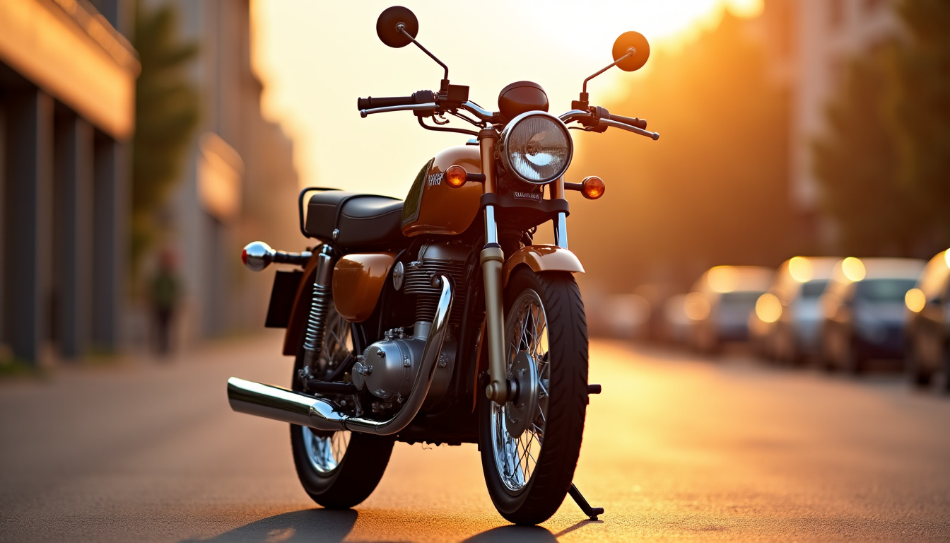 Mash Seventy 125 en version Copper, vue de face avec phare rond et réservoir métallique