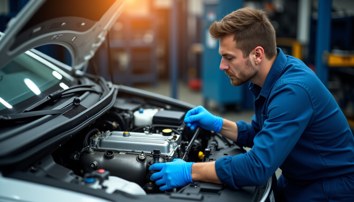 Mécanicien inspectant un moteur de voiture d