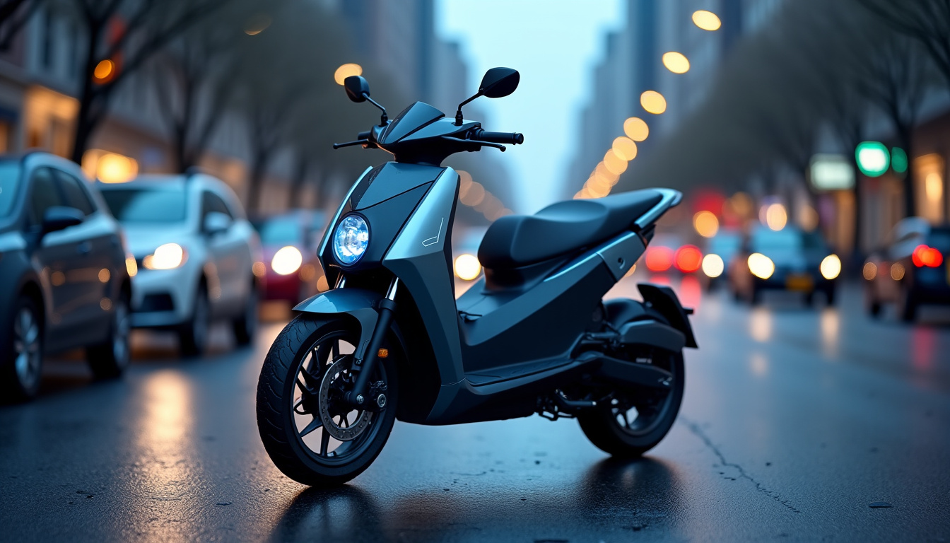 Moto 125 électrique de type roadster en situation urbaine