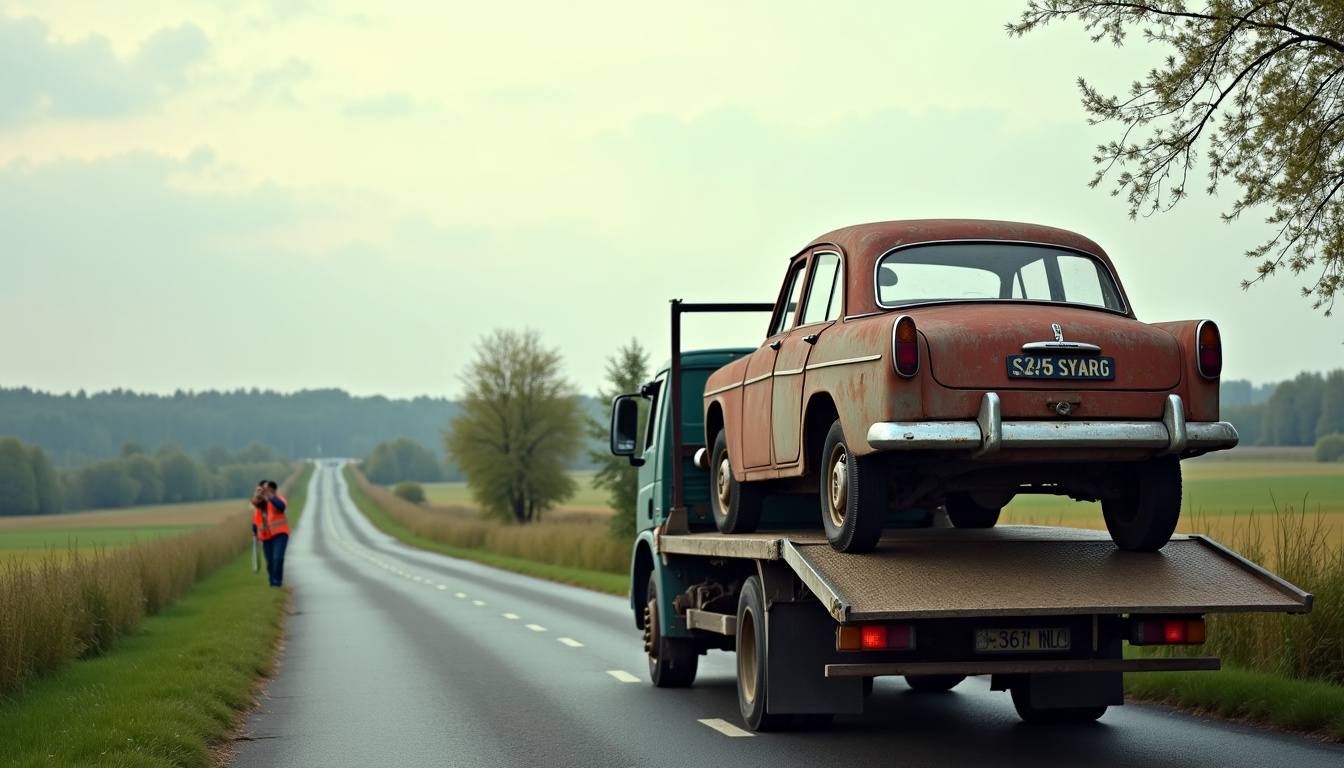 Opération d’enlèvement d’une épave dans la commune de Pont-Saint-Mard, département de l’Aisne