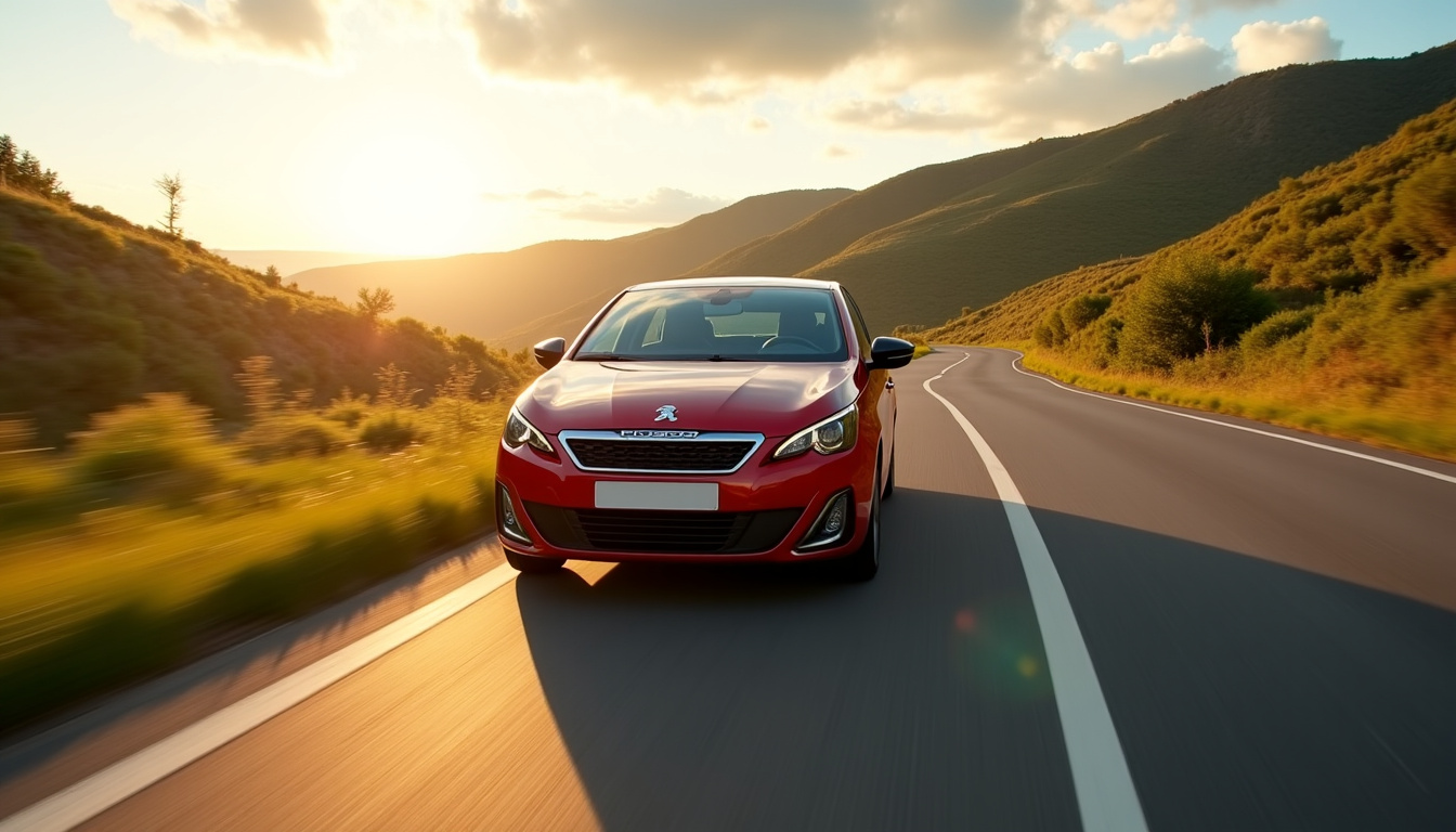 Peugeot 308 GTi en conduite dynamique sur une route de campagne