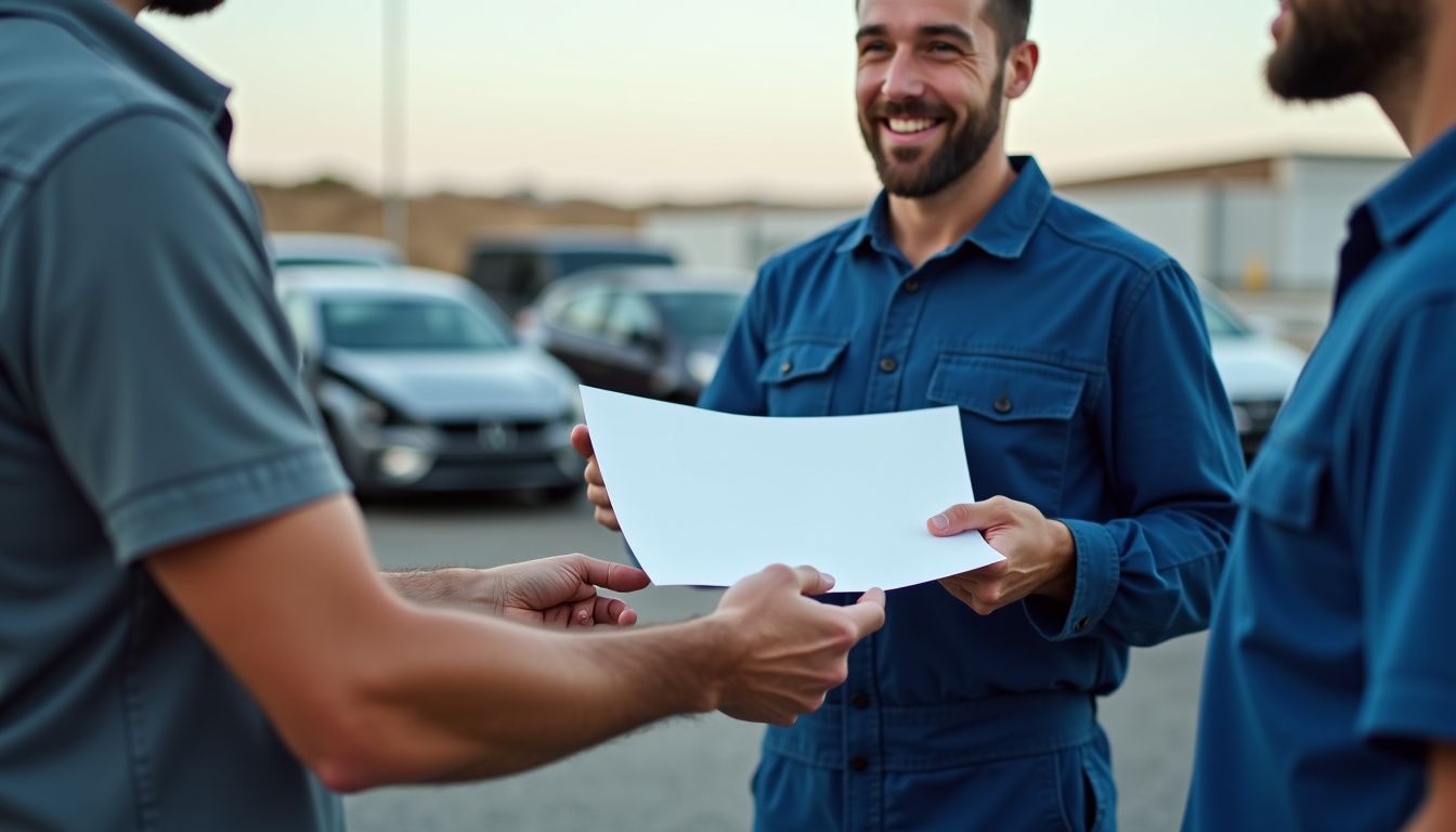 Remise du certificat de destruction par un épaviste à Saint-Gobain à un particulier
