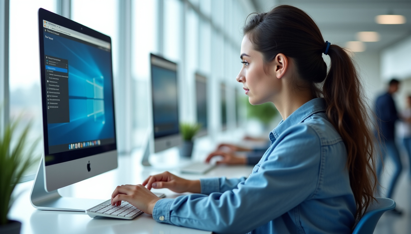 Une personne utilisant un ordinateur dans un espace numérique public pour consulter ses résultats de permis de conduire