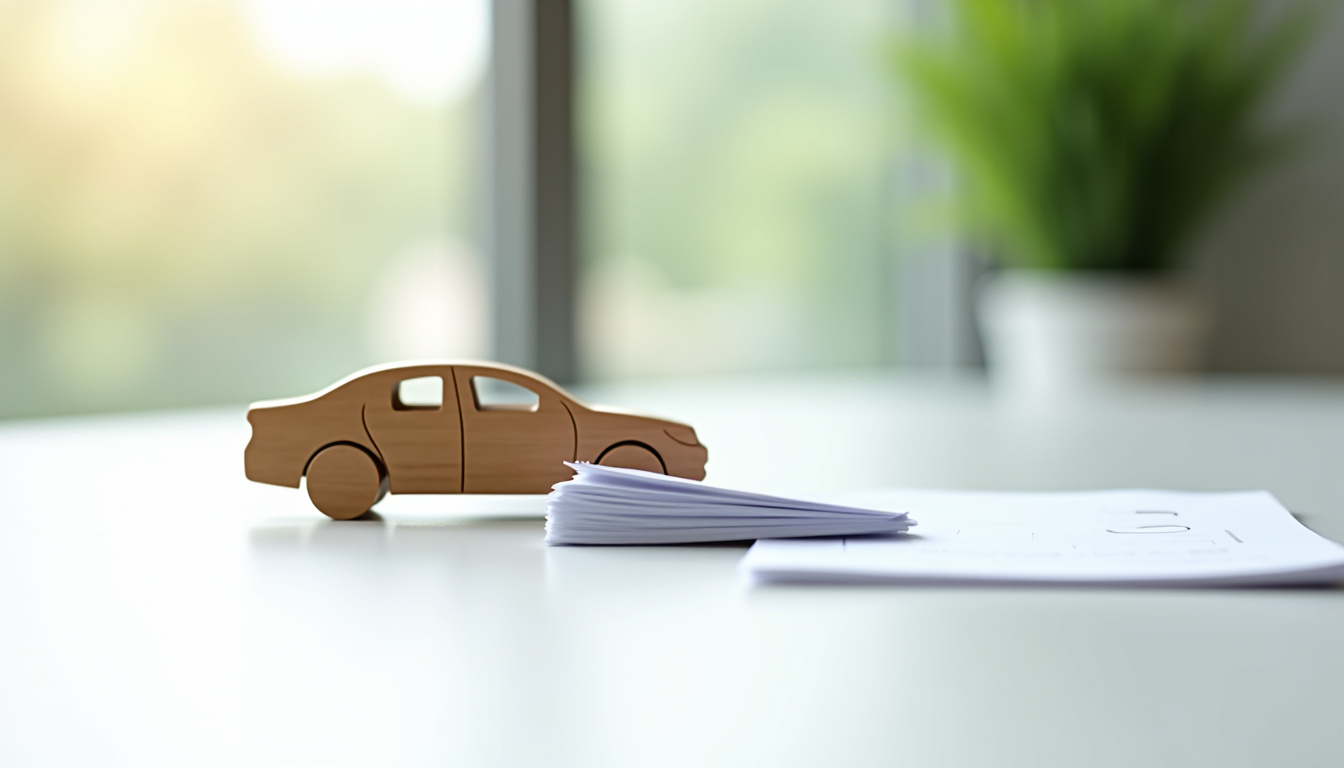 Une pile de documents officiels, dont une carte grise et un certificat de non-gage, posés sur une table.