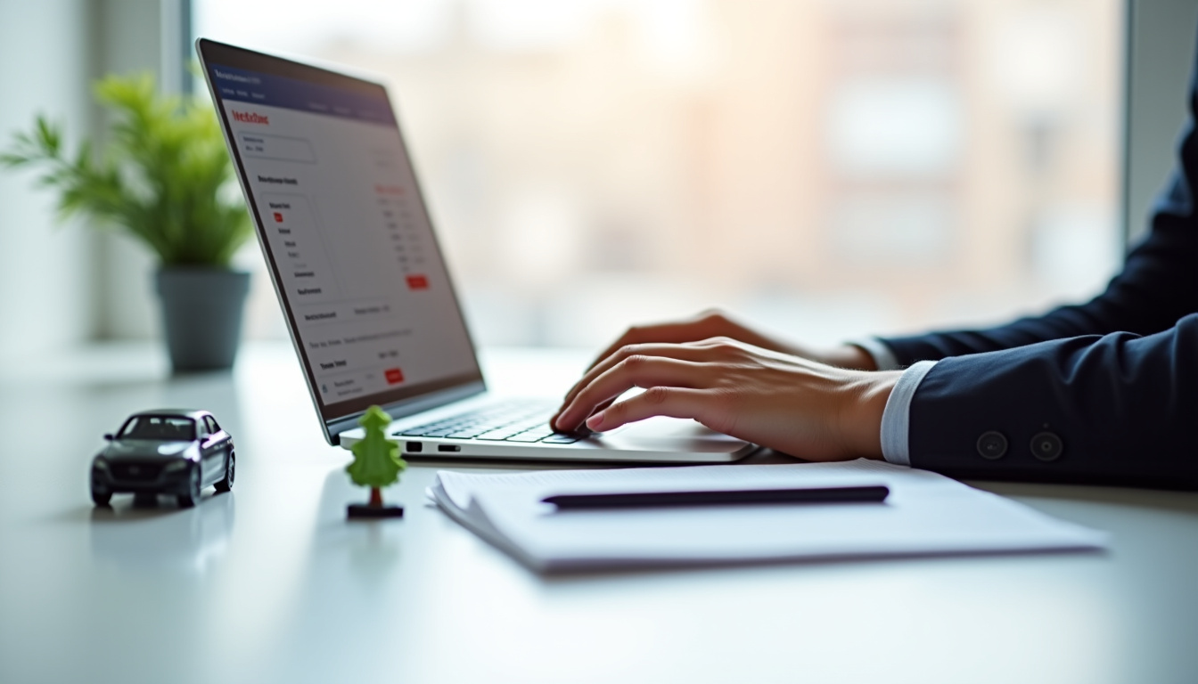 Utilisateur consultant un site web de recherche de pièces détachées auto depuis un ordinateur portable