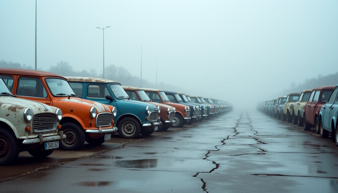 Véhicules en attente de recyclage dans un centre VHU à Molain