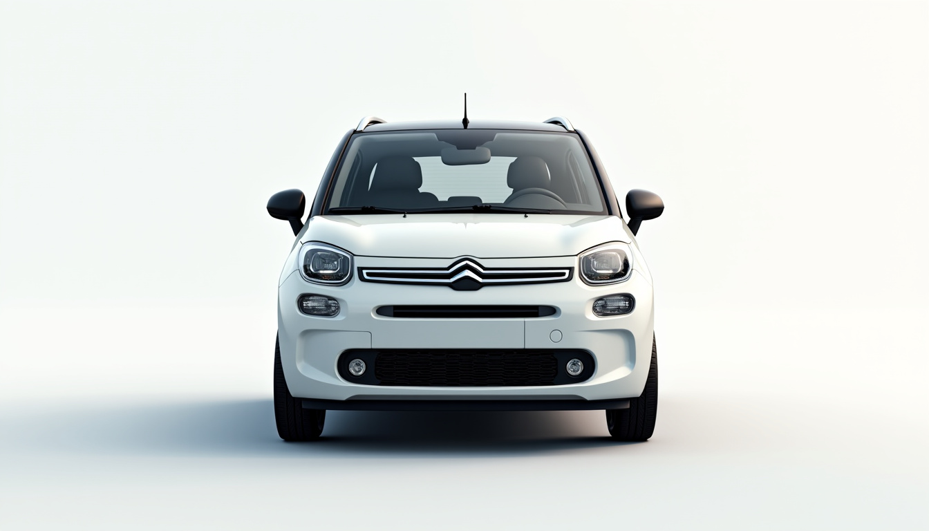 Vue avant de la Citroën Ami 8 avec ses phares intégrés et sa calandre caractéristique