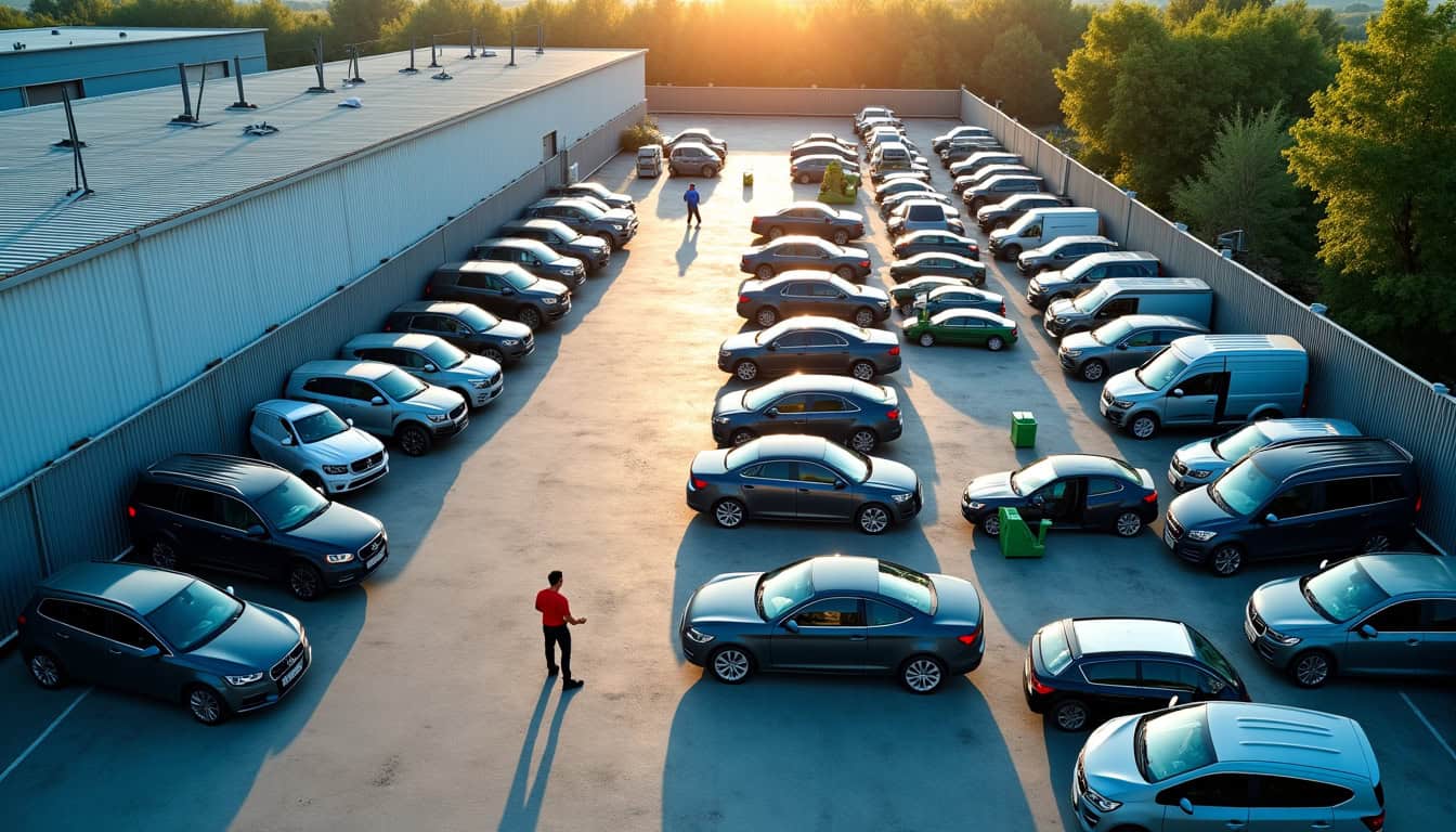 Vue d’un centre de recyclage automobile agréé VHU
